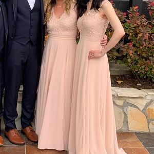 Bridesmaid’s blush maxi dress